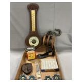 Thermometer, Large Pulley, Prisms, Antique Lock