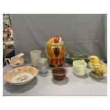Lot With Owl Cookie Jar, Pottery, Luster Pitcher