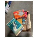 Box Lot With (4) Slide File Cases, Books, Flash