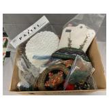 Box Lot Of Costume Jewelry, Hats