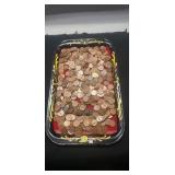 Tray Of Unsearched Wheat Pennies