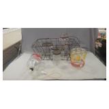 Metal Basket w/ Assorted Glass Containers/Jars