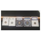 (5) Graded Roosevelt Dimes (Review Photos)