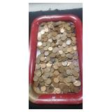 Tray Of Unsearched Wheat Pennies