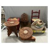 Miniature Chair & (2) Tables, Wooden Shelf