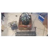 (3) Metal Decorative Pieces w/ Artificial Flowers