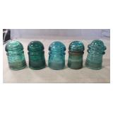(5) Vintage Glass Insulators