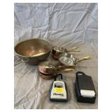 Small Copper Pans, Metal Bowl and Hide a Key Locks