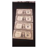 (4) Silver Certificate One Dollar Bills
