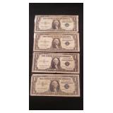 (4) Silver Certificate One Dollar Bills