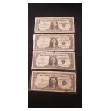 (4) Silver Certificate One Dollar Bills