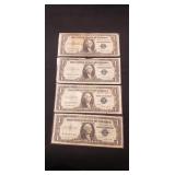 (4) Silver Certificate One Dollar Bills