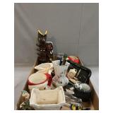 Tray Lot Of Vintage Items, Pixie Planter, Santa