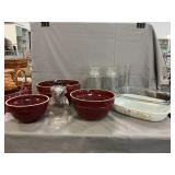Pottery Nesting Bowls, Bear Bank, Pyrex
