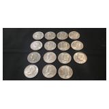 (15) Kennedy Half Dollar Coins (1971, 1972, 1973,