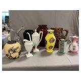 Lot With Bennington-Type Pitcher, Assorted Vases