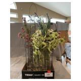 Faux Flowers In Wire Enclosed Vases