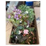 Box Lot With Faux Flowers