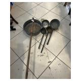 Coal Sifter with Wooden Handle And Metal Utensils