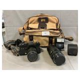 Vintage Quantaray 35mm Camera, Lens, Flash, Carry