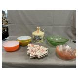 Pink & Green Depression Glass, Splatterware Tree