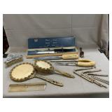 Lot With Vintage Cutlery, Vanity Set, Nutcrackers