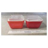 (2) Vintage Pyrex Refrigerator Dishes w/ Glass