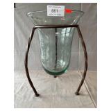 Large Glass & Wrought Iron Candle/Planter Stand