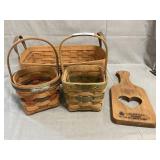 (3) Longaberger Baskets, Heart Paddle