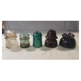 (3) Vintage Glass Insulators & (2) Vintage