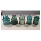 (5) Vintage Glass Insulators
