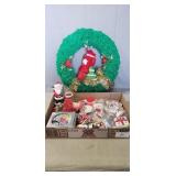 Tray Lot Of Assorted Christmas Decorations & More
