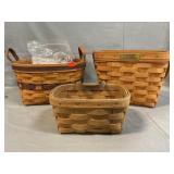 (3) Longaberger Baskets, Liner & Garter