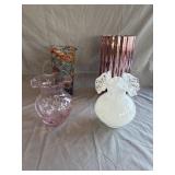 Art Glass Pitcher, Ruffle Vase & More