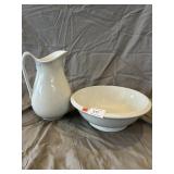 (2) Ironstone China Wash Basin and Pitcher