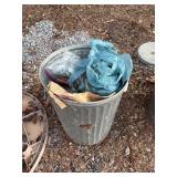 Galvanized Trash Can w/ Contents
