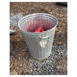 Galvanized Trash Can & Contents