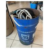 Metal Barrel With Asst. Hose, Cords, Cables