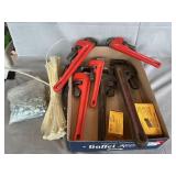 Lot With (6) Pipe Wrenches, Wire-Ties, Nuts &