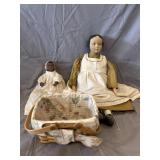 (2) Primitive Dolls and Longaberger Basket