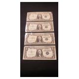 (4) Silver Certificate One Dollar Bills