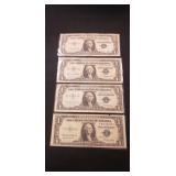 (4) Silver Certificate One Dollar Bills