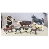 Tray Of Assorted Vintage Plastic Toy Horses & (1)