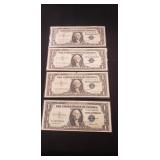 (4) Silver Certificate One Dollar Bills