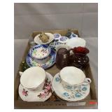 Lot With Bone China, Pilgrim Glass, Mini Tea Set