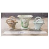 (3) Vintage Slag Glass Pieces (One Vase & Two