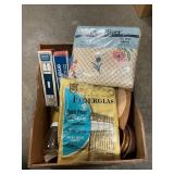 Box Lot With Vntage Twin Sheets, Curtains,