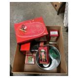 Box Lot With Christmas Ornaments, Decor