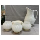 Assorted Ironstone, Hobnail Lamp Shades