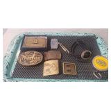 Tray Of Assorted Belt Buckles & More